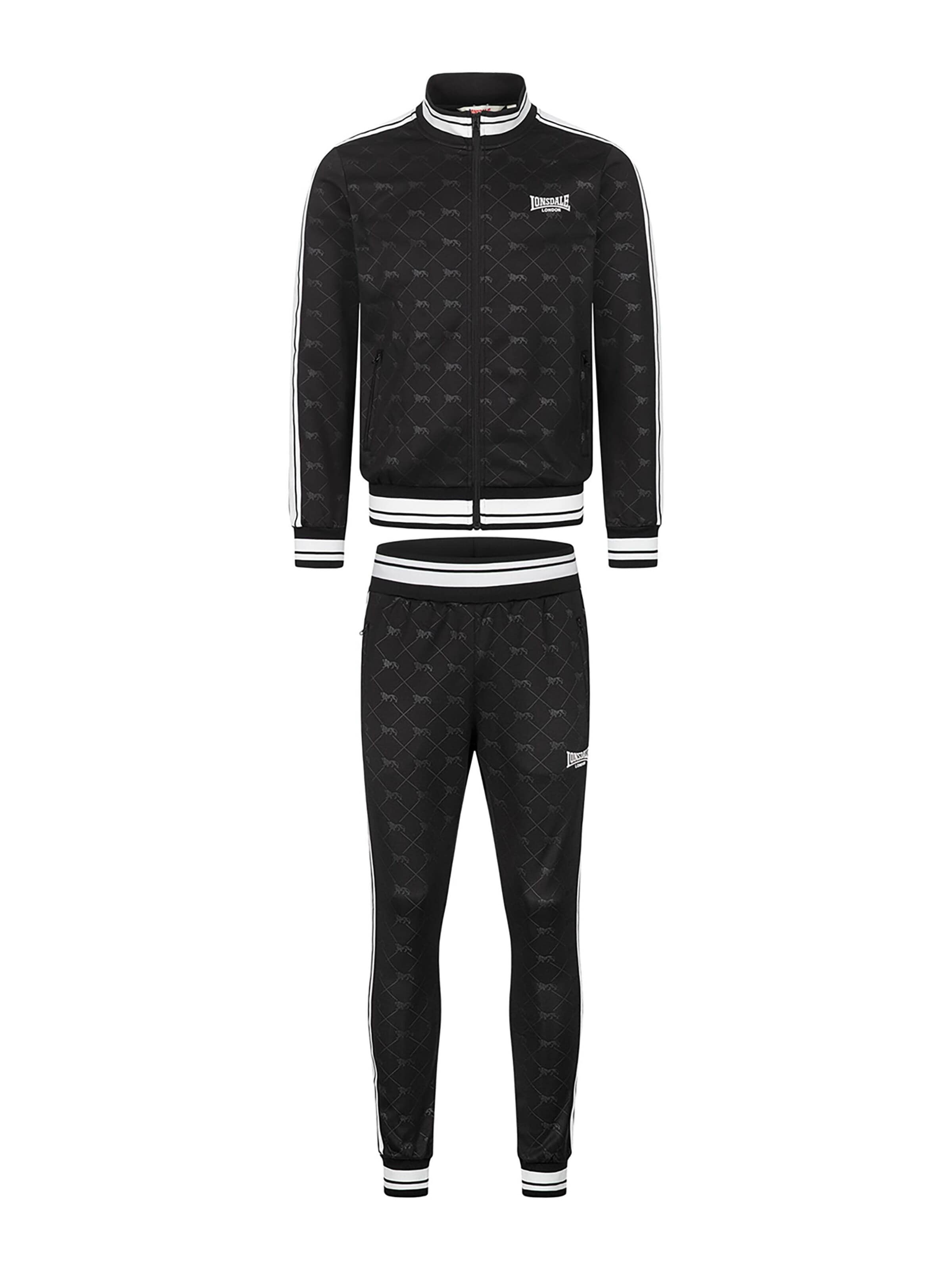 LONSDALE Tracksuit 'Ashwell' in Black: front