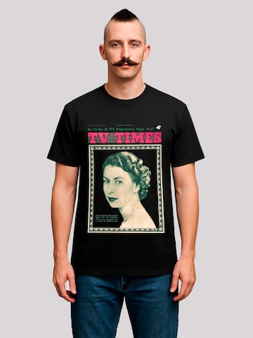 T-Shirt 'TV Times Queen Elizabeth II 1957 Cover' F4NT4STIC en noir : devant