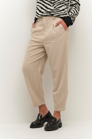 Kaffe Tapered Pleat-Front Pants 'Merle' in Beige: front