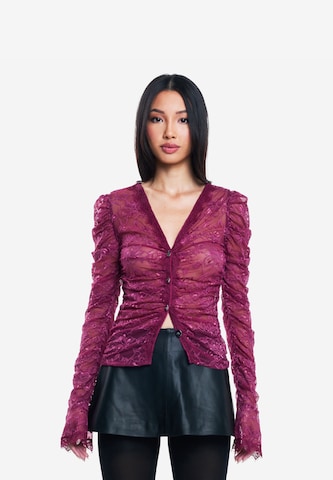 OW Collection Knit Cardigan 'Audrey' in Purple