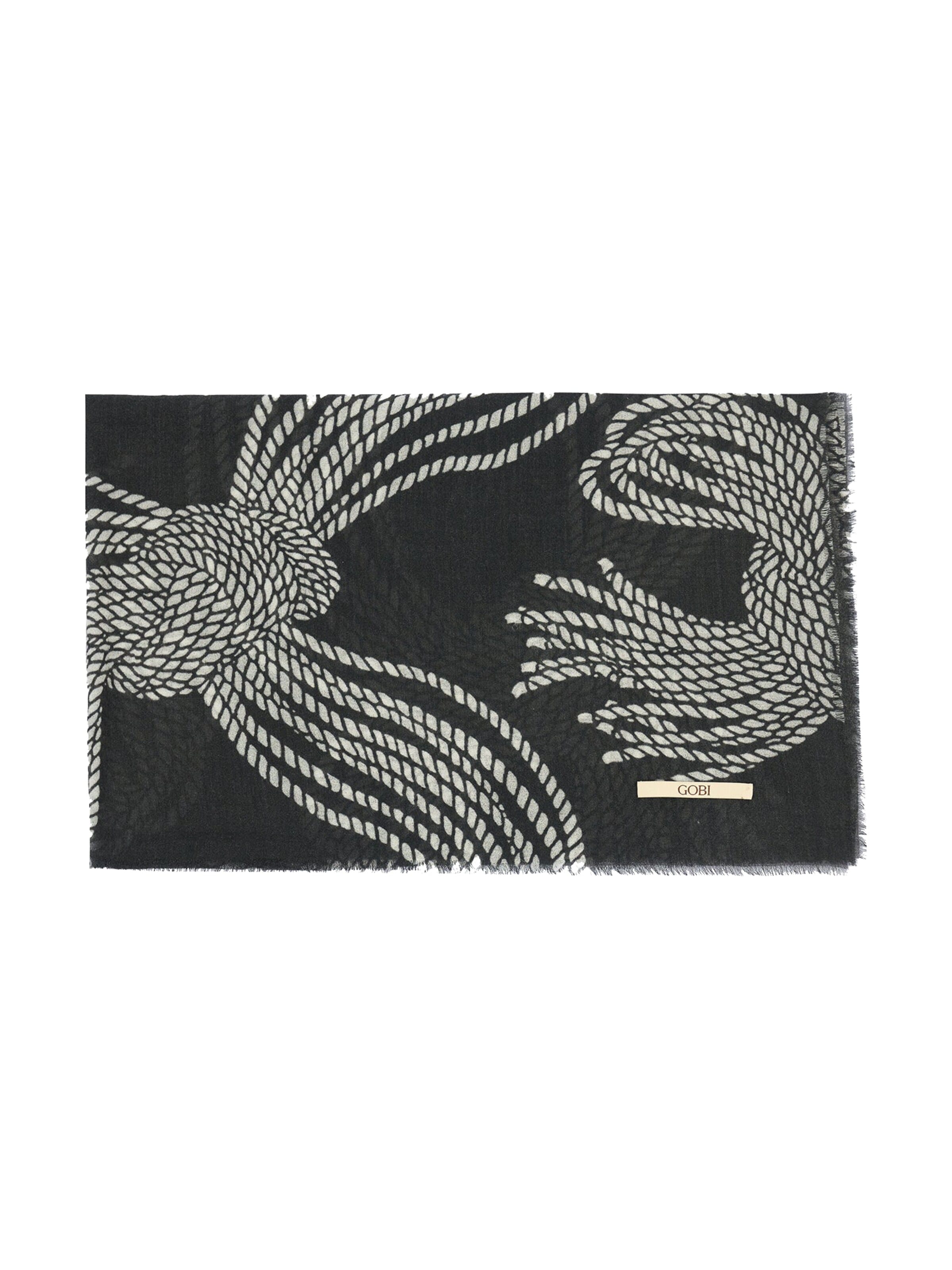 GOBI Cashmere Silmukkahuivi 'Rope Knots Printed Cashmere Shawl' värissä musta: etupuoli