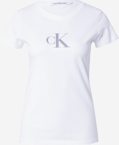 Calvin Klein Jeans Μπλουζάκι σε ασημί / λευκό, Άποψη προϊόντος