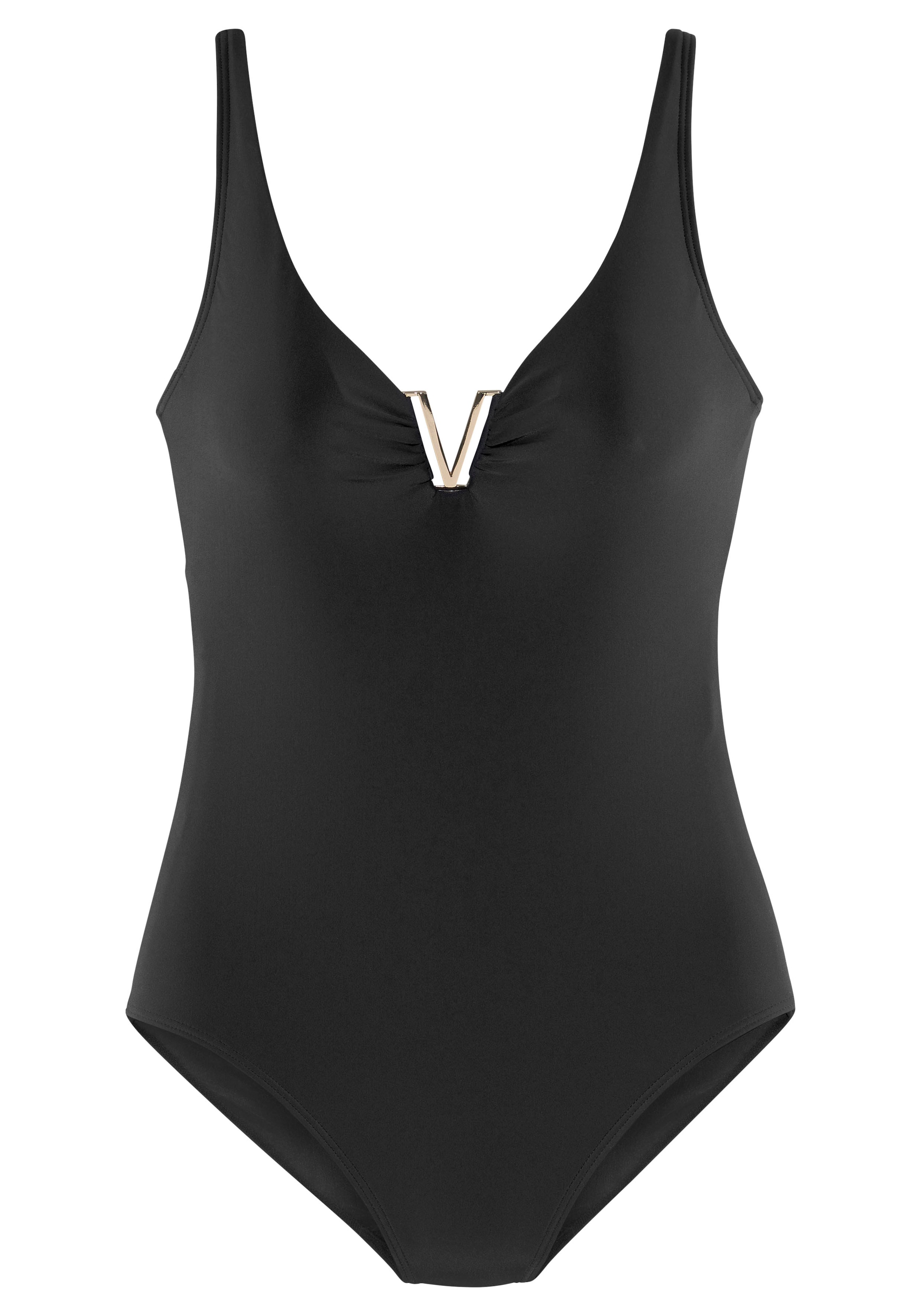 LASCANA Enodelne kopalke | črna barva: sprednja stran