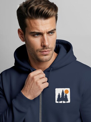 Neverless Zip-Up Hoodie 'Pine Trees' in Blue