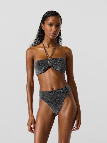 Karl Lagerfeld - Cueca biquíni 'Metalic' em preto: frente