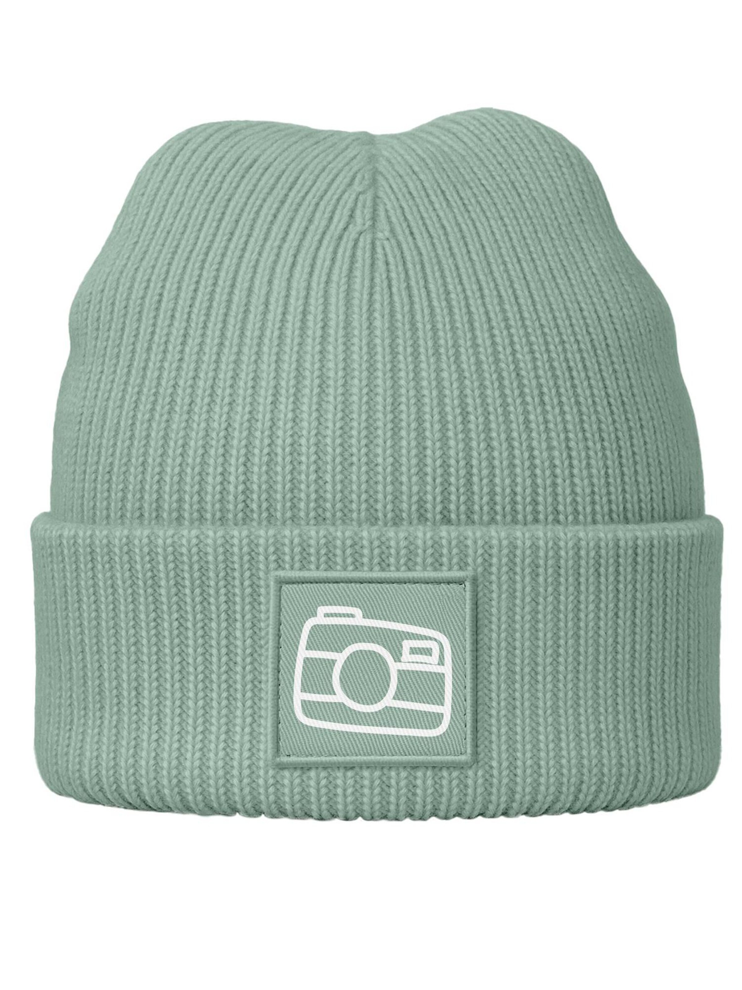 Neverless Beanie 'Kamera' in Green: front