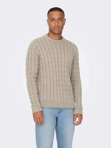 Only & Sons Свитер 'ONSKICKER' в Бежевый: спереди