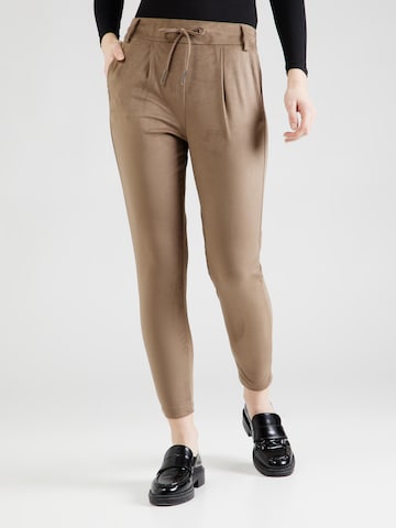 ONLY Slim fit Pleat-Front Pants 'POPTRASH' in Brown: front