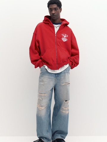 Pull&Bear Sweat jacket 'STWD' in Red