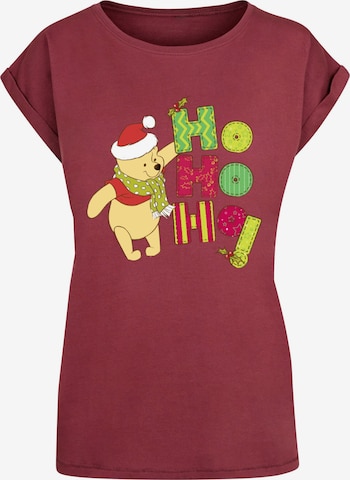 ABSOLUTE CULT T-Shirt 'Winnie The Pooh - Ho Ho Ho Scarf' in Rot: predná strana