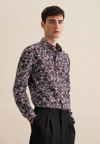 SEIDENSTICKER Slim fit Button Up Shirt in Purple: front