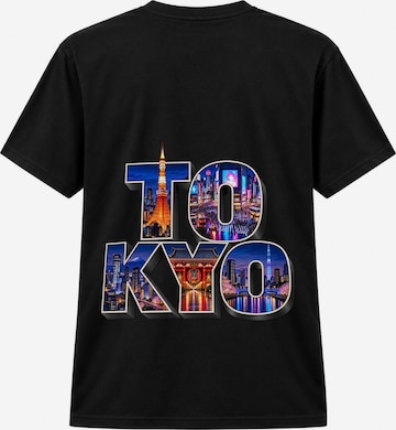 LUNØIR Studio Shirt 'Tokyo City Lights – Neon' in Schwarz: Vorderseite