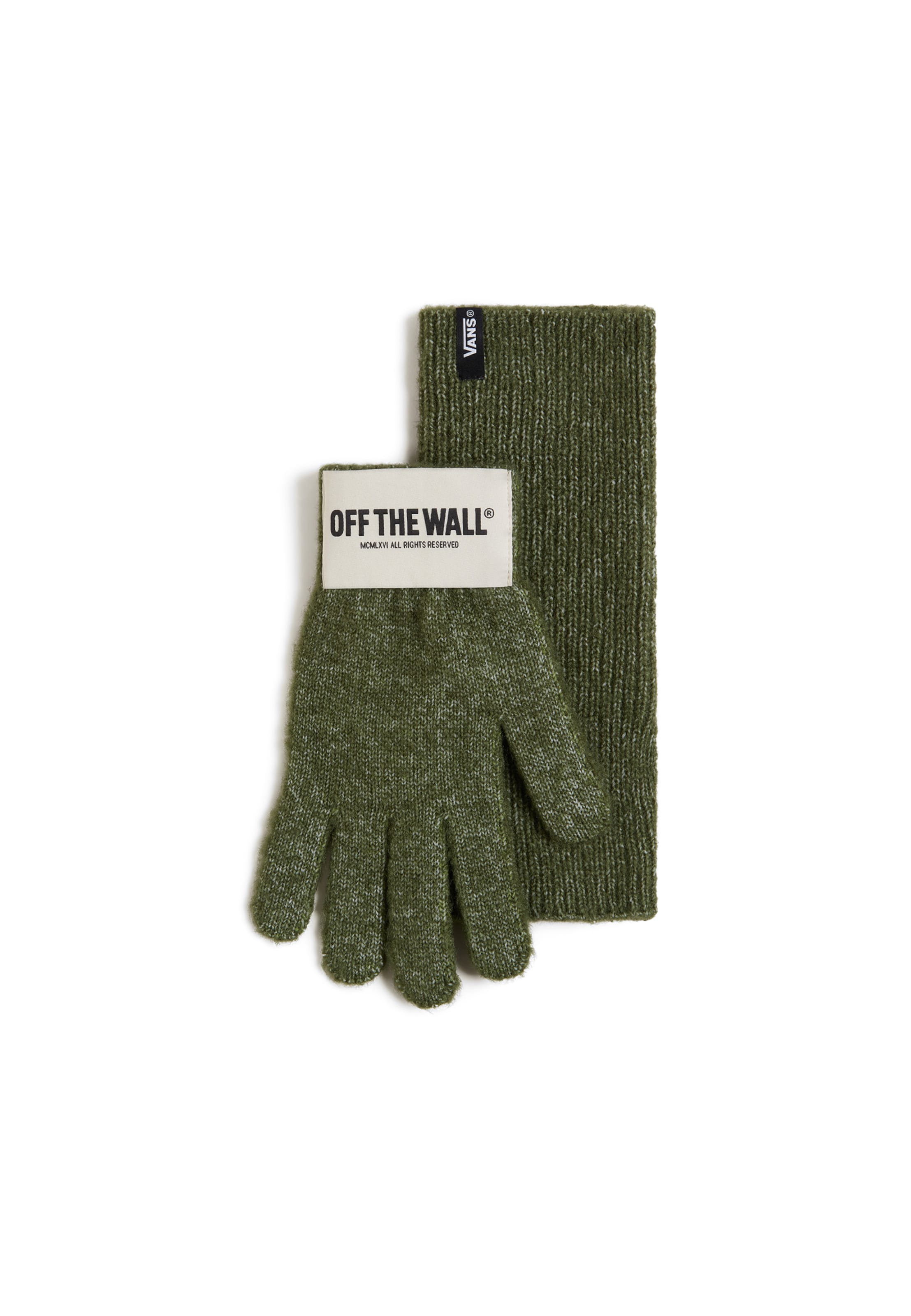 VANS - Luvas com dedos 'Off The Wall' em verde: frente