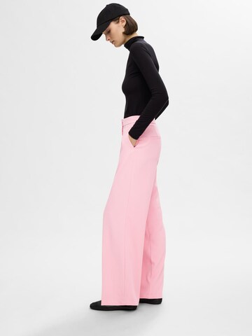 SELECTED FEMME Wide leg Pleat-Front Pants 'TINNI' in Pink
