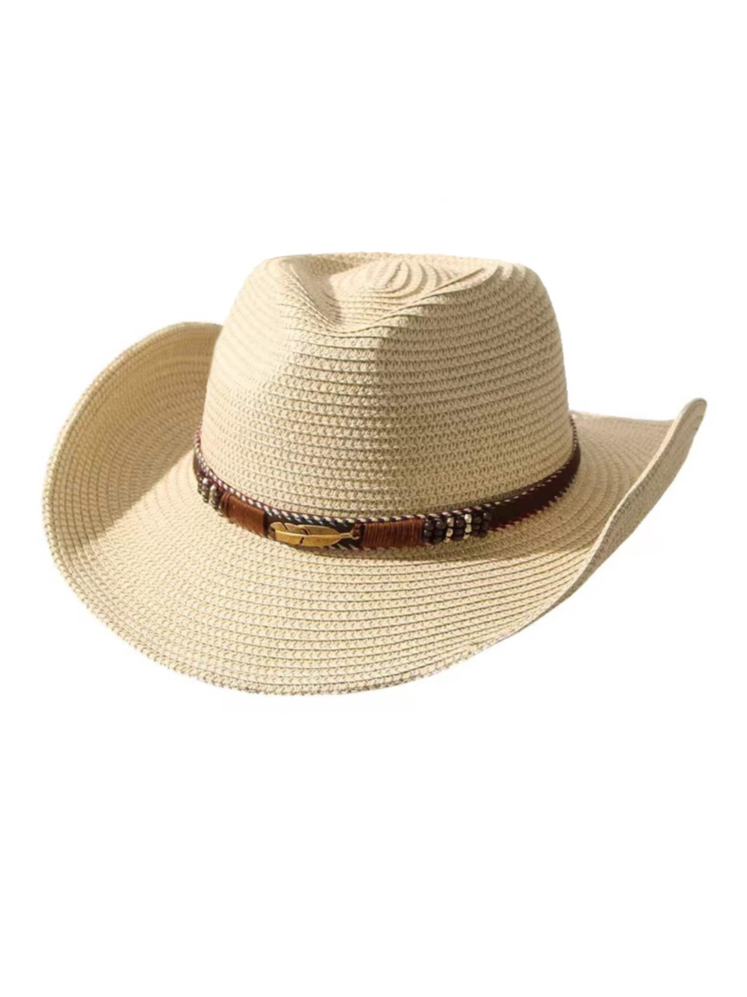 Vivi Idee Hat 'CowboyHut Goldene Blätter' in Beige: front