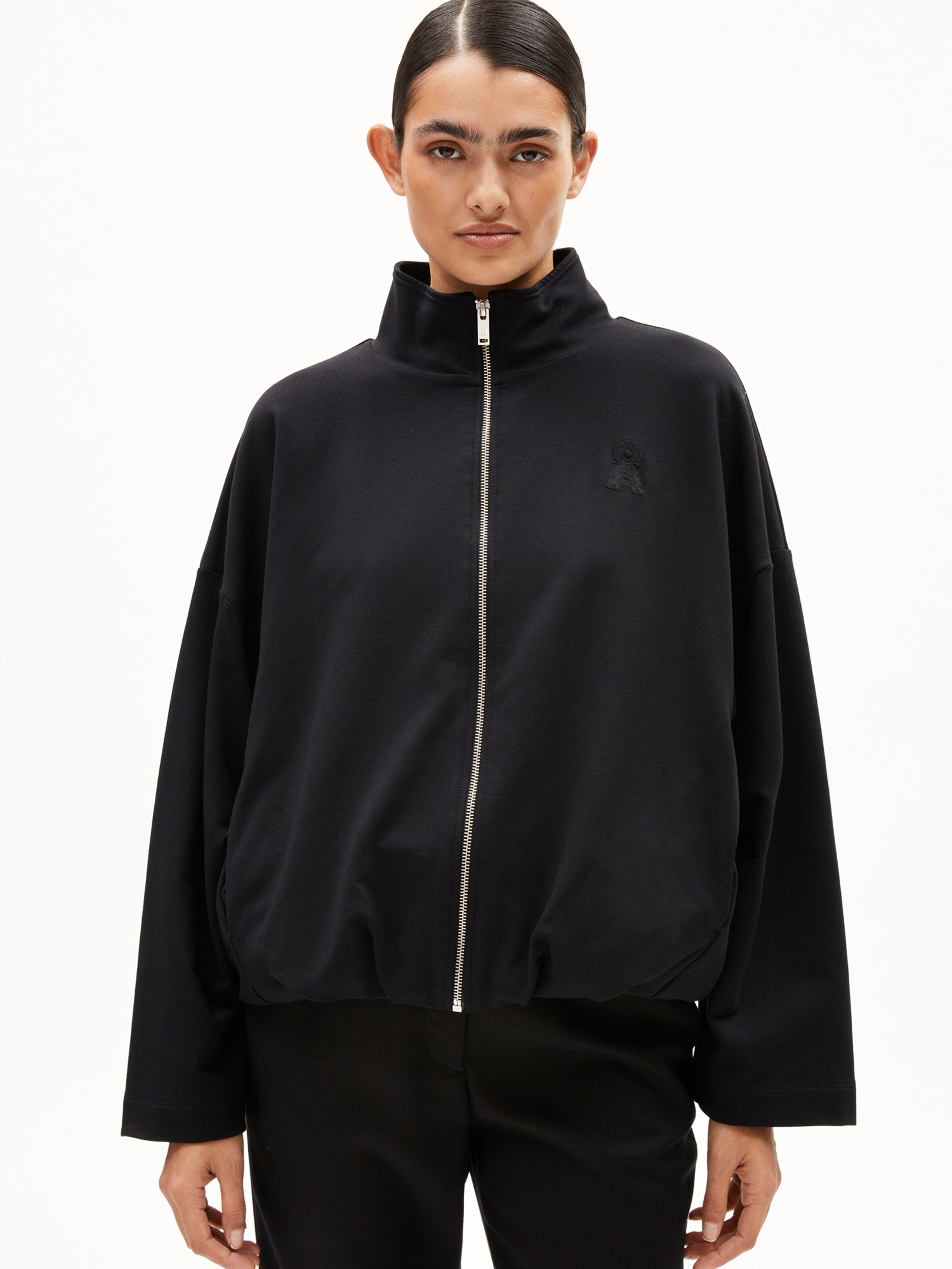 ARMEDANGELS Sweat jacket in Black: front