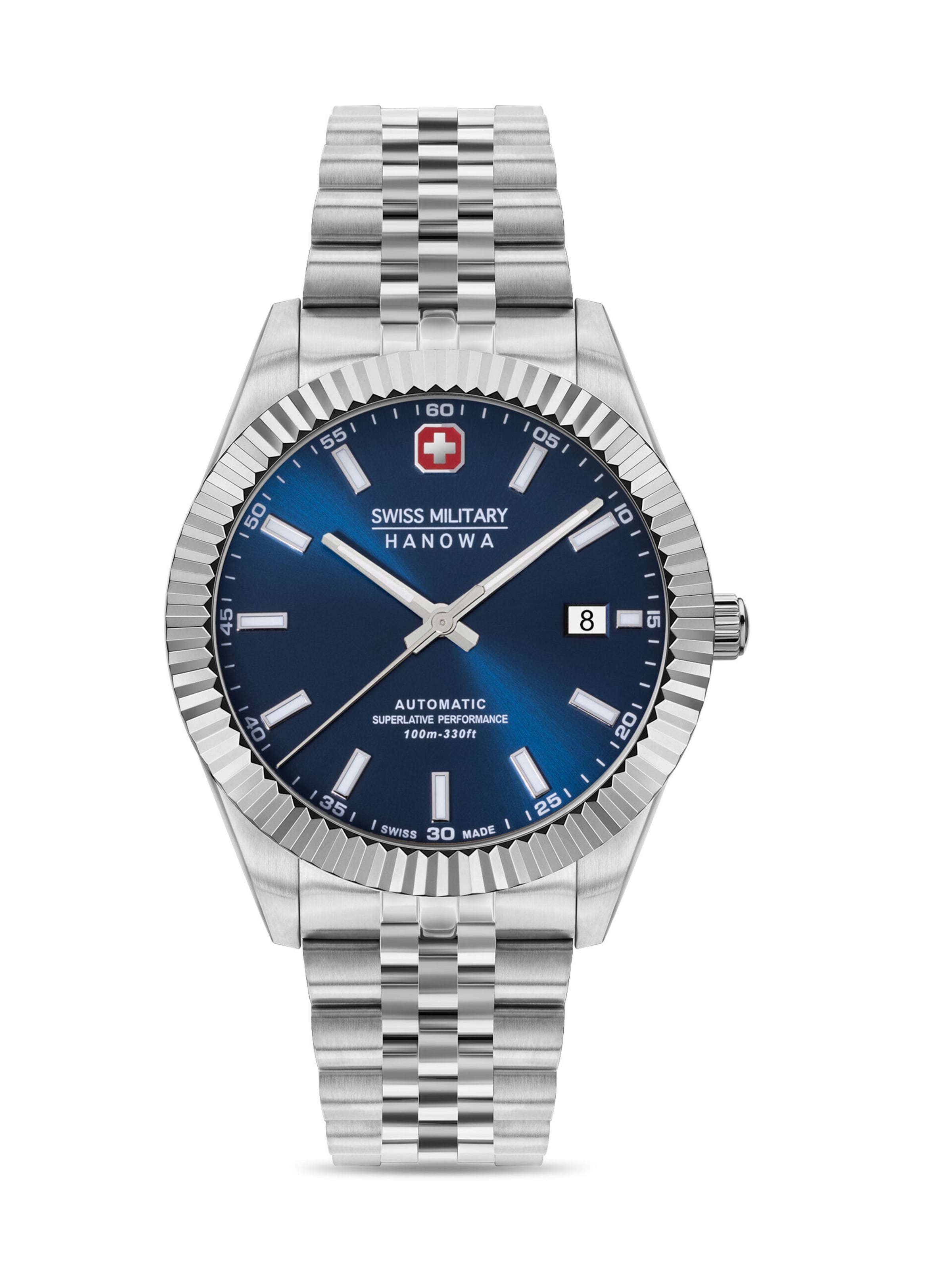 SWISS MILITARY HANOWA Analoog horloge 'Diligenter' in Zilver: voorkant