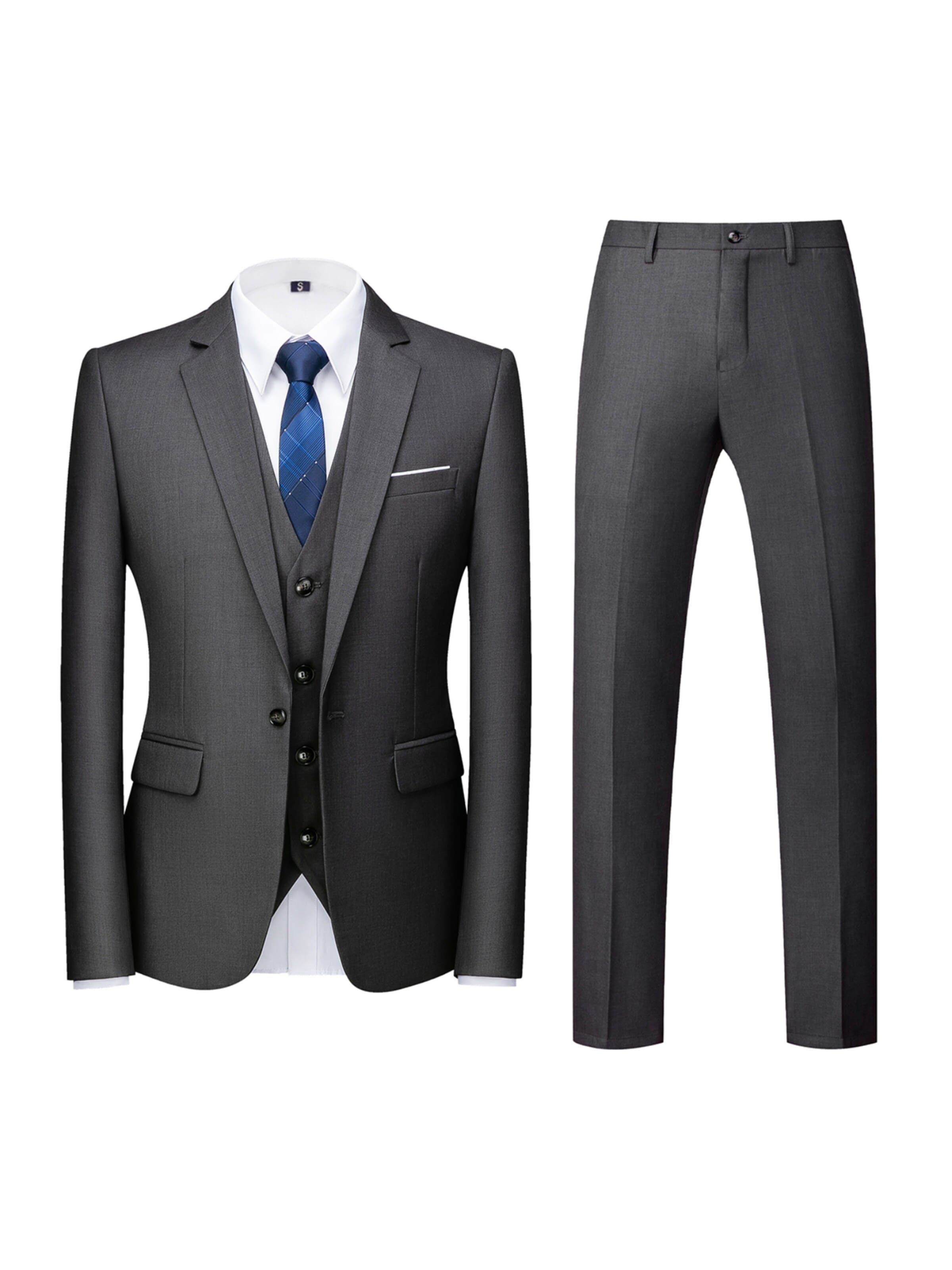 YOUTHUP Slim fit Suit 'Dreiteiler' in Grey: front