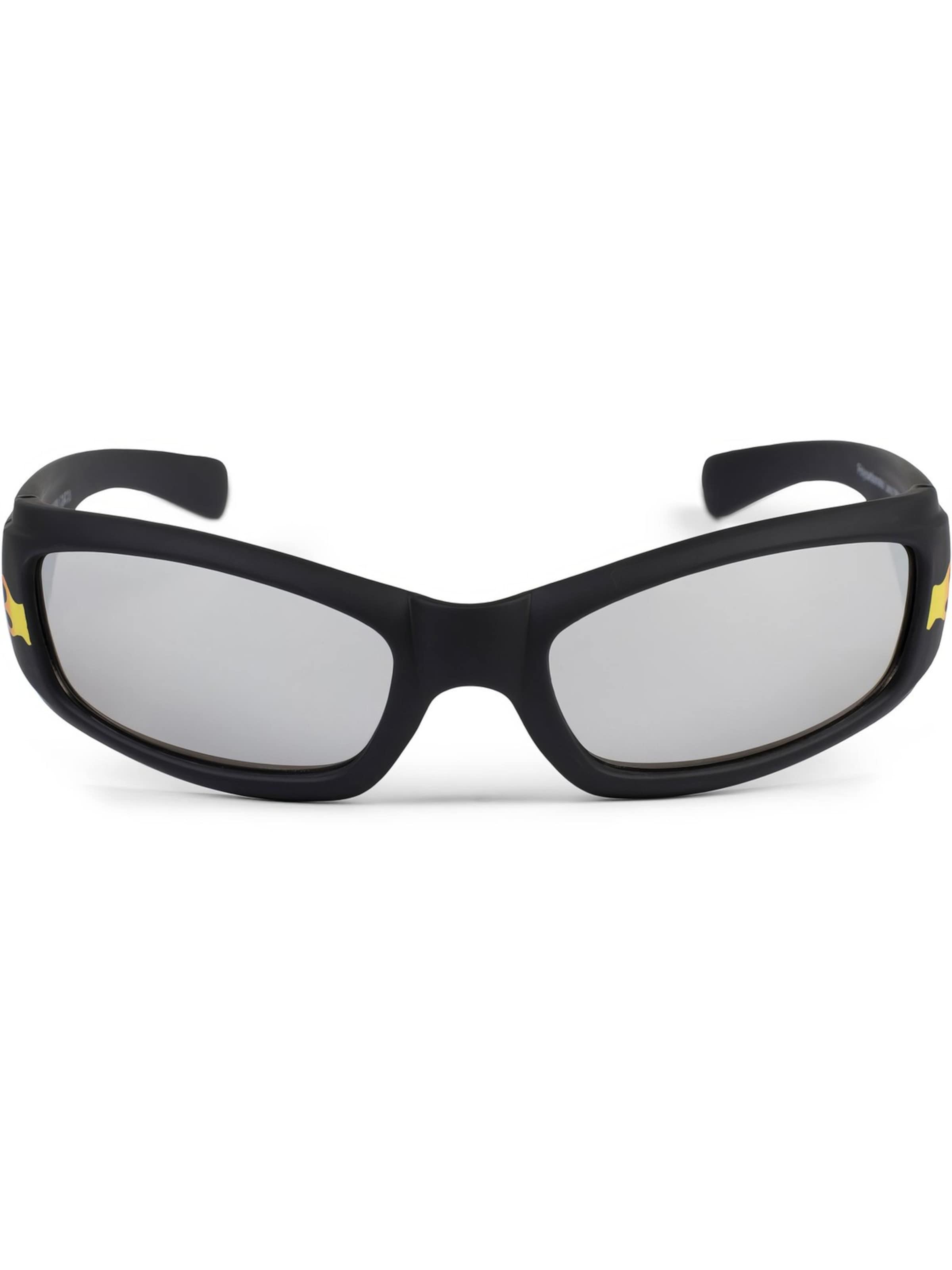 styleBREAKER Sonnenbrille 'Kinder Sport Sonnenbrille mit Flammen Print' in Silber