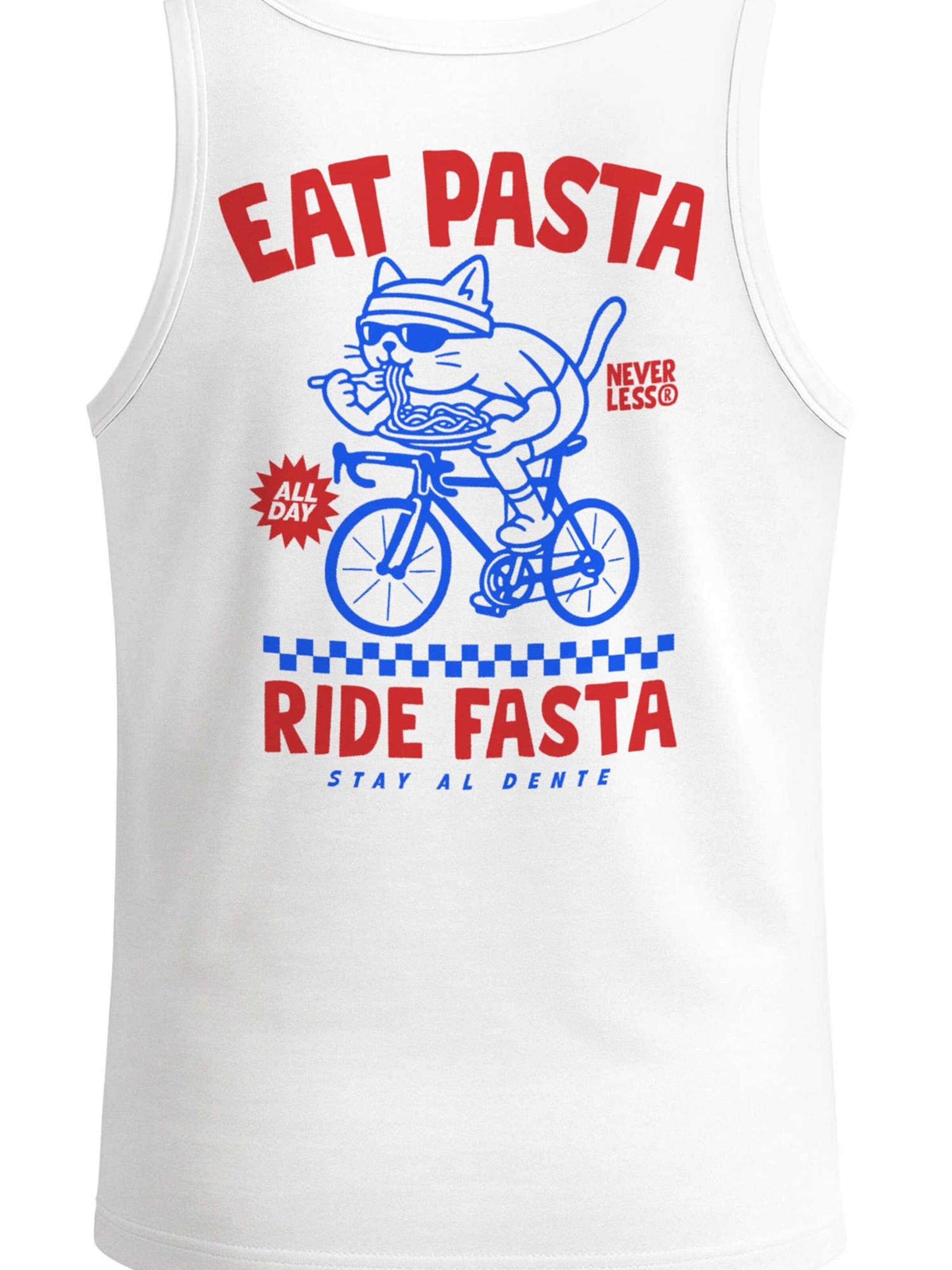 Neverless Shirt 'Eat Pasta Ride Fasta' in White: front