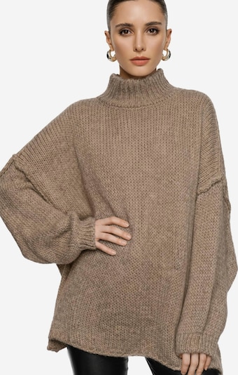 Worldclassca Oversizepullover 'Strickpullover Oversized mit Stehkragen' in taupe, Produktansicht