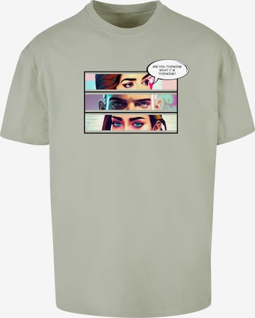 Merchcode T-Shirt 'Thinking Comic' in Grün: predná strana