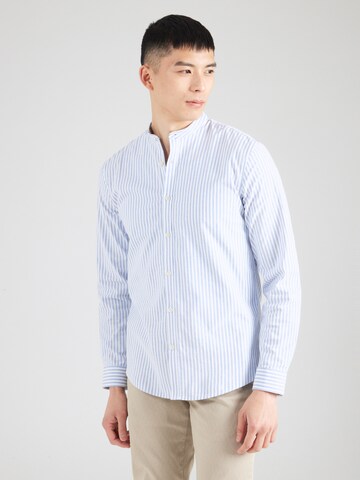 Lindbergh Regular fit Overhemd 'Manderin Superflex' in Blauw: voorkant