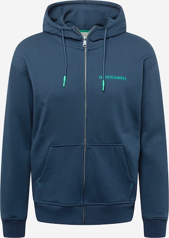 SCOTCH & SODA Zip-Up Hoodie in Blue: front