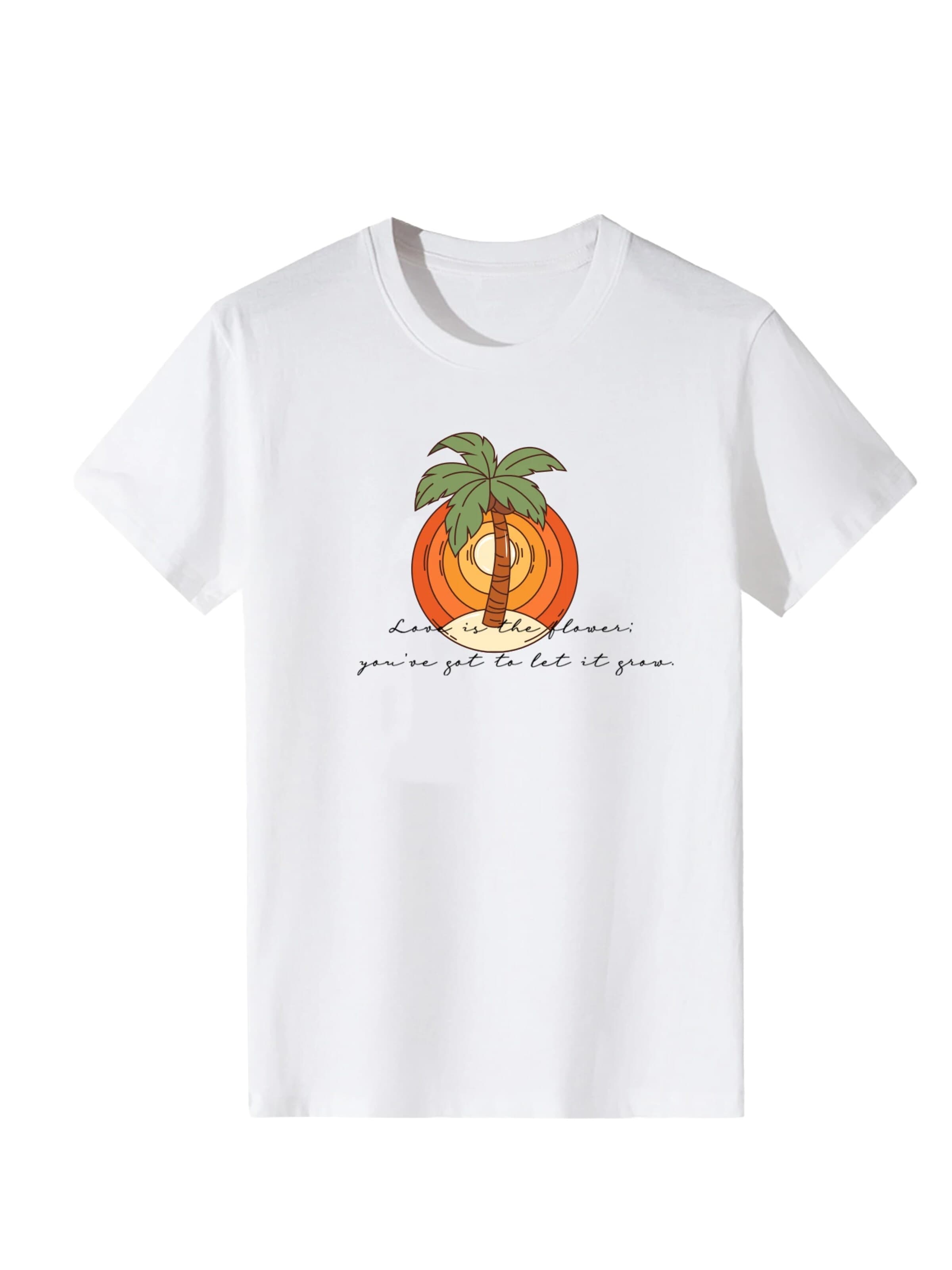 LapaPlus Shirt 'Women Vintage Gradient Sunset Palm Tree Print T-Shirt' in White: front
