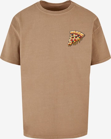 Merchcode T-Shirt 'Pizza Comic' in Beige: predná strana