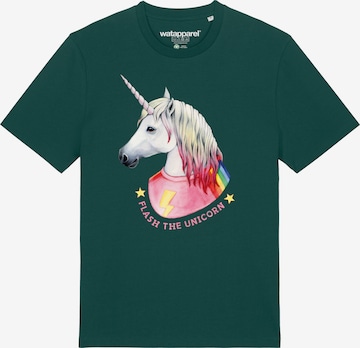 Watapparel Shirt ' Flash, the unicorn ' in Grün: Vorderseite