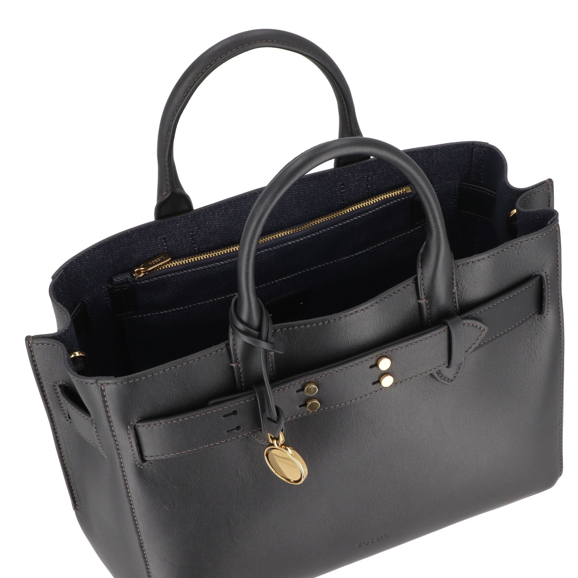 Fossil black leather handbag shop