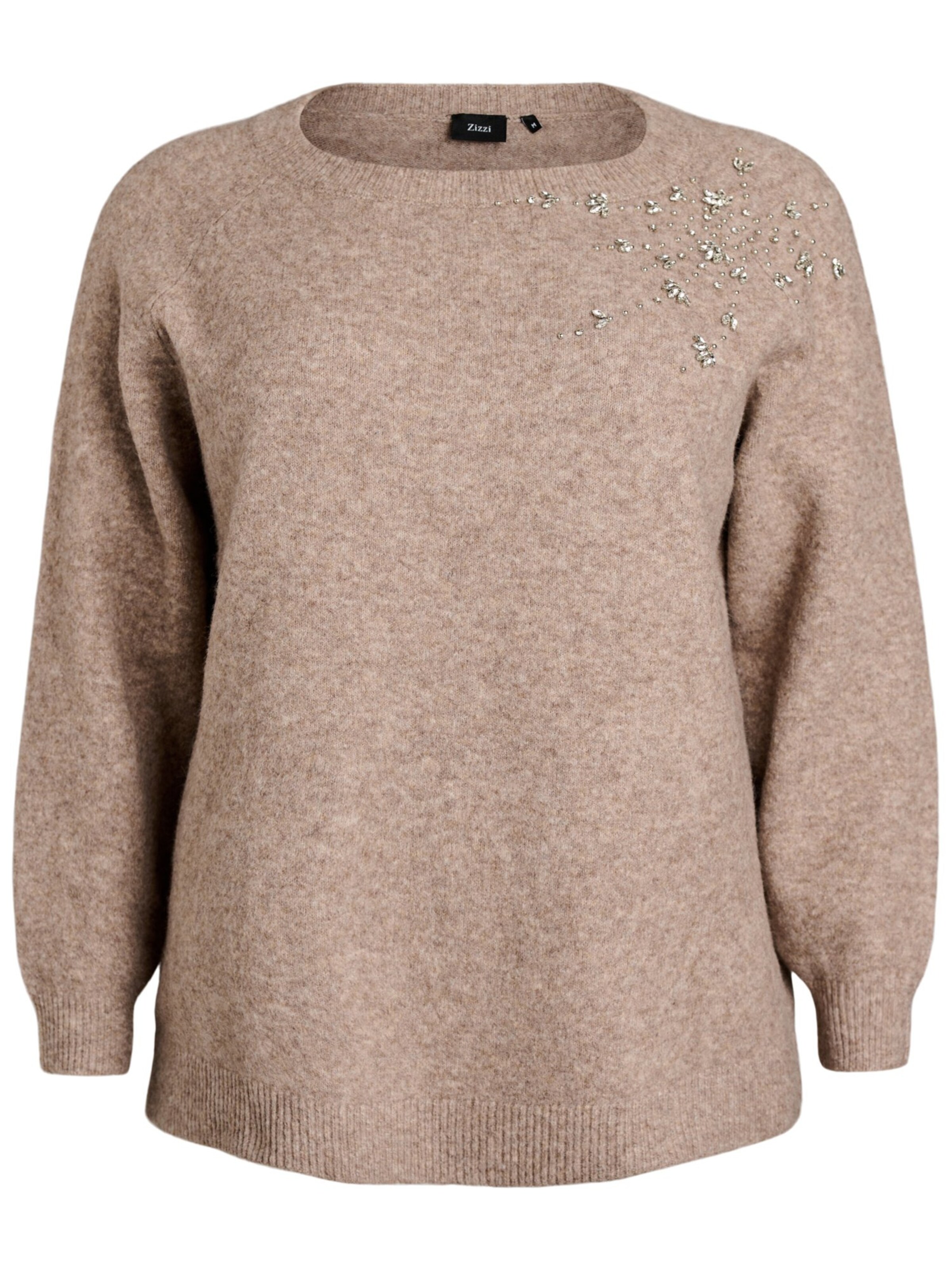 Sweat-shirt Zizzi en beige : devant