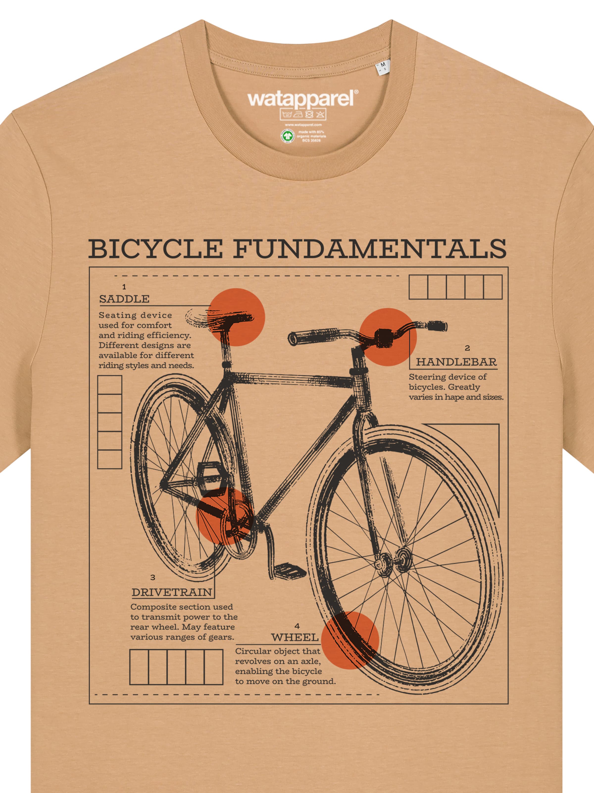 T-Shirt 'Fahrrad Grundlagen' Watapparel en beige