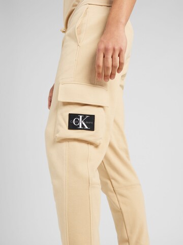 Calvin Klein Jeans Tapered Cargo Pants in Beige