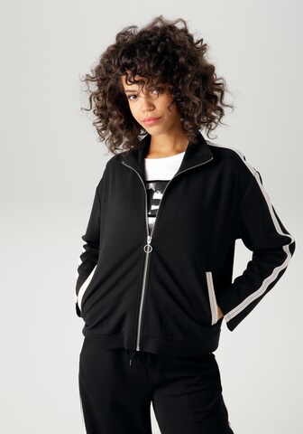 Aniston CASUAL Knit Cardigan in Black: front