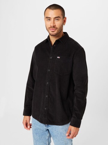 Tommy Jeans Regular fit Overhemd in Zwart: voorkant
