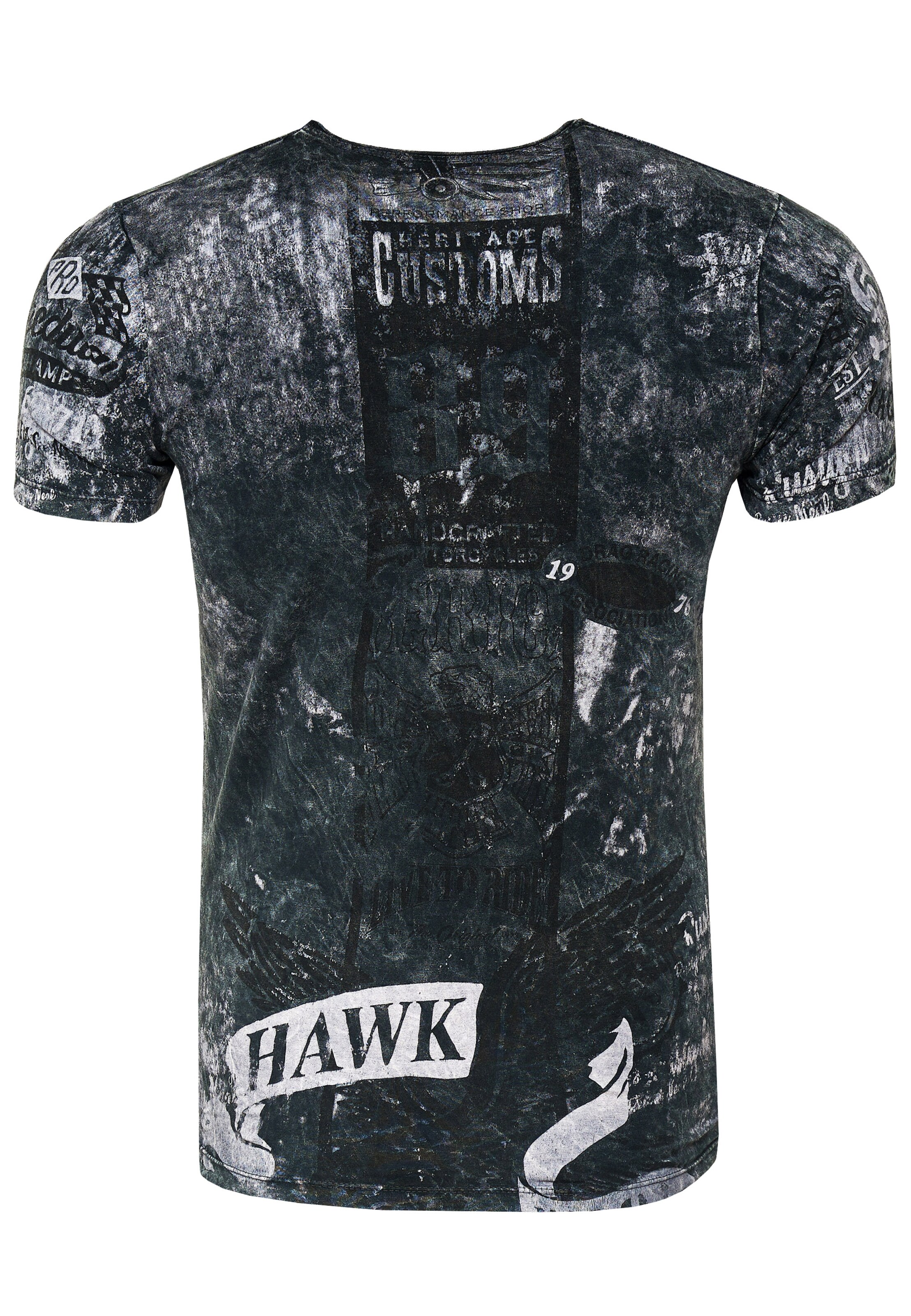 Rusty Neal T-Shirt mit modernem Front & Back Print in Grau