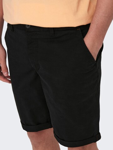 Regular Pantalon chino 'Peter' Only & Sons en noir