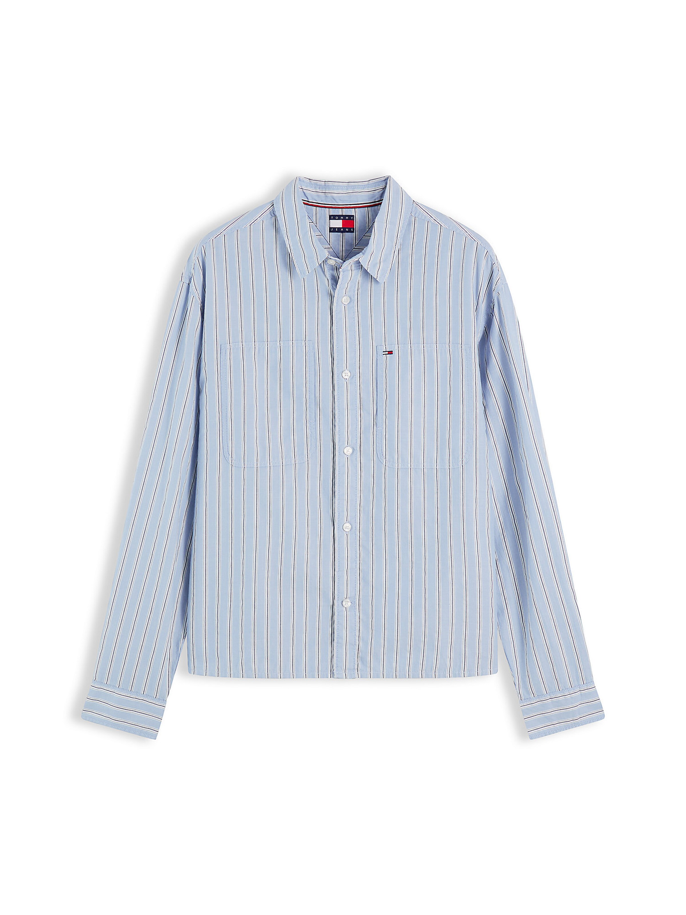 Tommy Jeans Button Up Shirt 'Dobby' in Blue: front