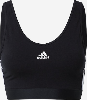 ADIDAS SPORTSWEAR - Soutien Bustier Soutien de desporto 'Essentials 3-Stripes With Removable Pads' em preto: frente