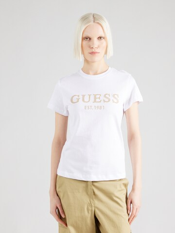 Tricou 'NYRA' de la GUESS pe alb: față