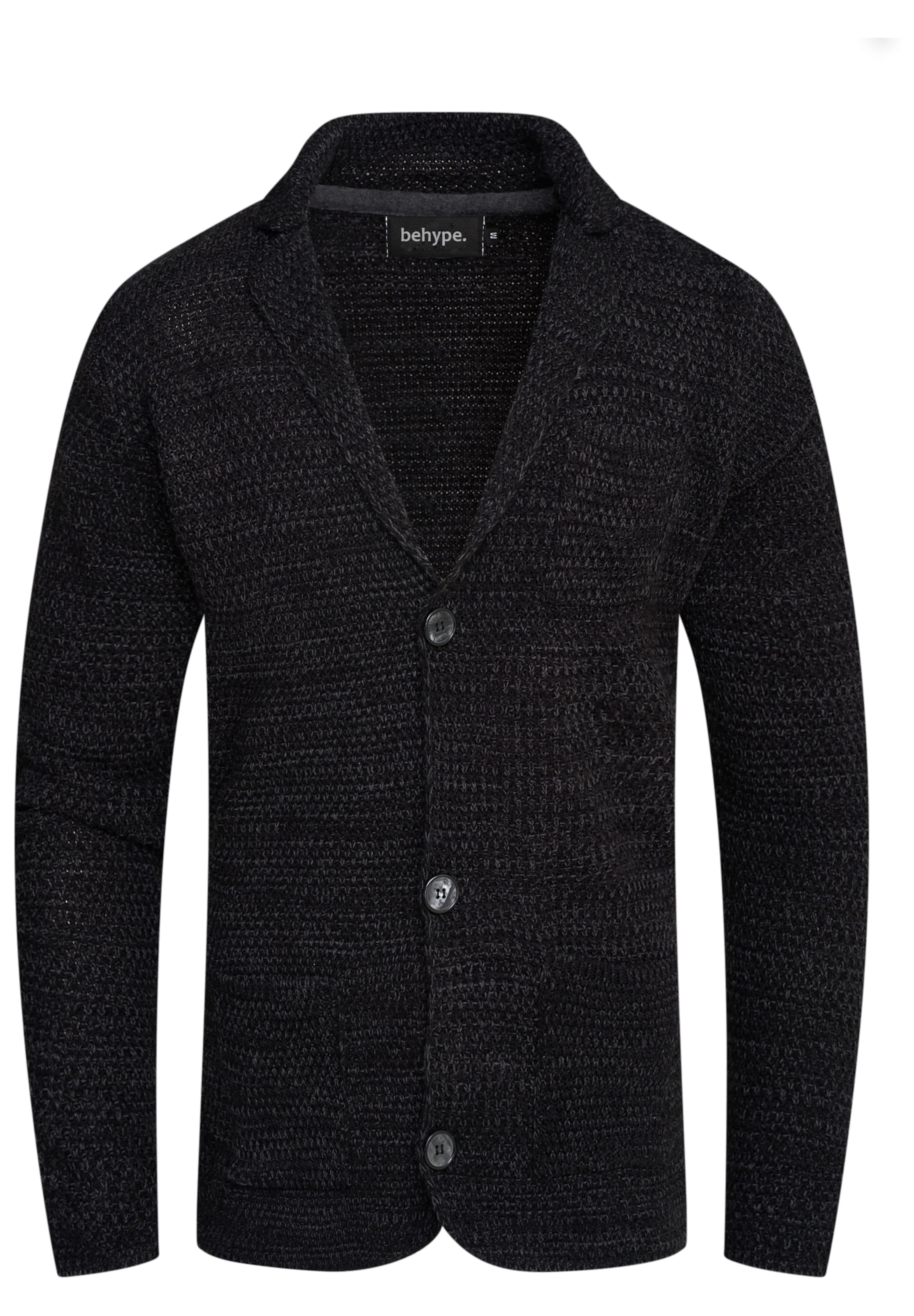 behype Strickjacke 'FELIAN' in Schwarz: Vorderseite