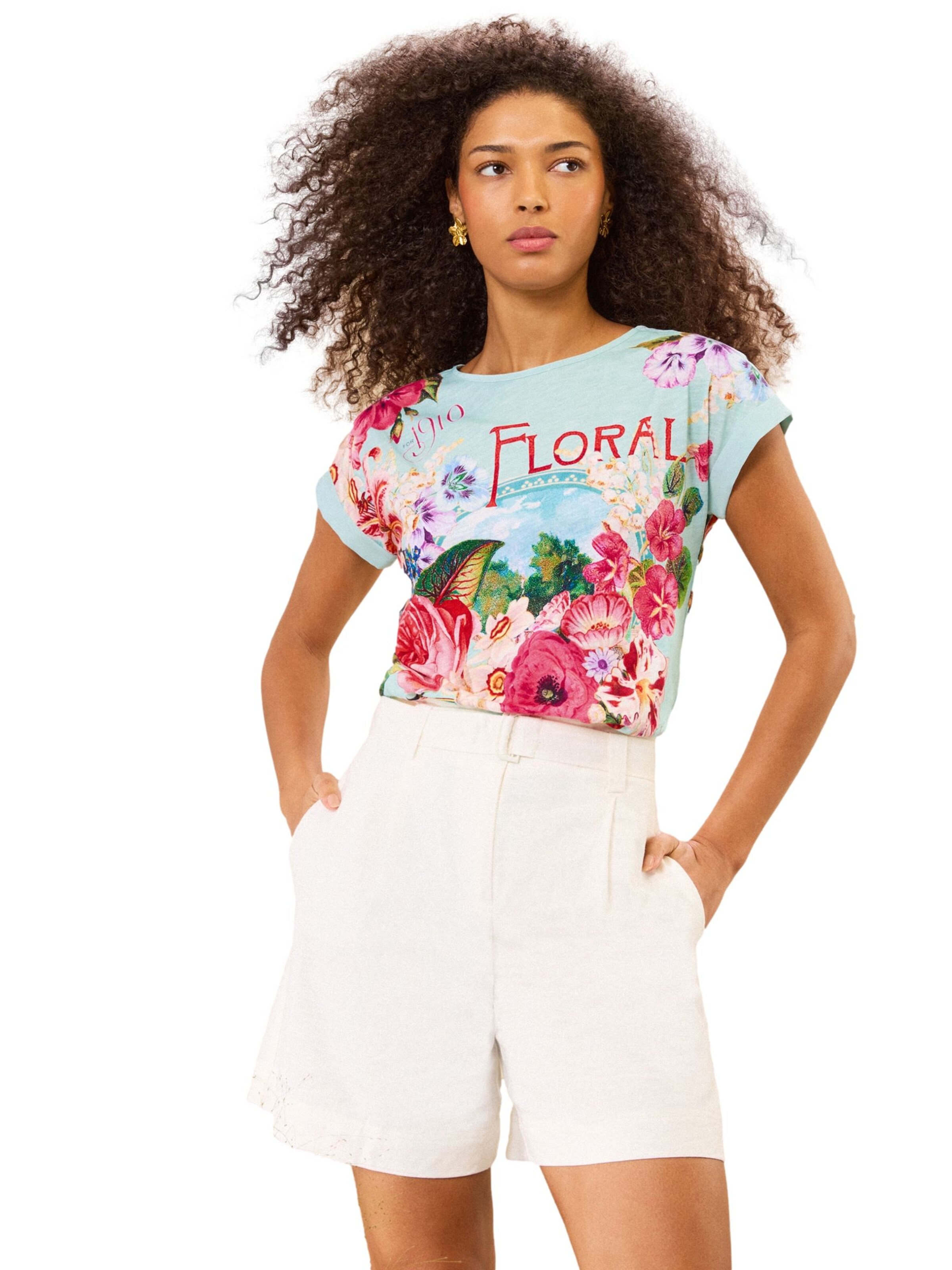 love & roses Shirt in Groen: voorkant