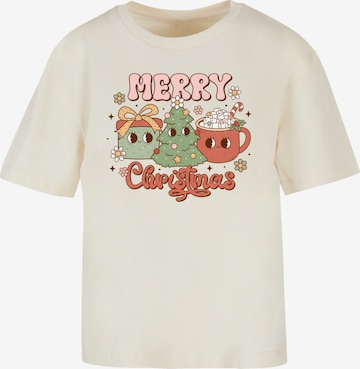 T-shirt 'Merry Christmas Cozy And Cute ' F4NT4STIC en beige : devant