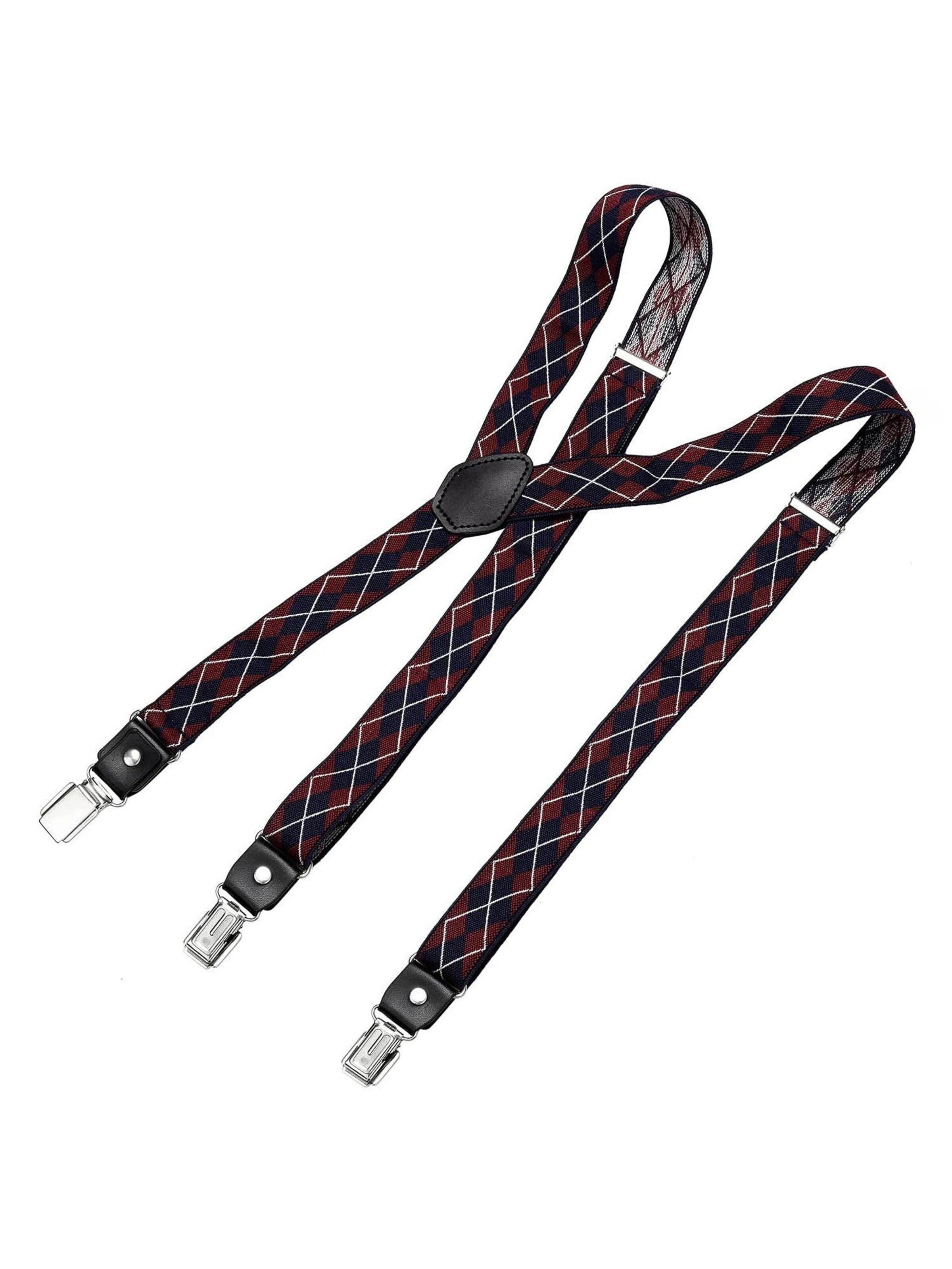 DonDon Hosenträger 'DonDon Hosenträger Herren schmal 2,5 cm gestreift blau rot Starke Clips für Anzug Jeans Chino'‌‌‌‌ in XS-XL in nachtblau, Produktansicht