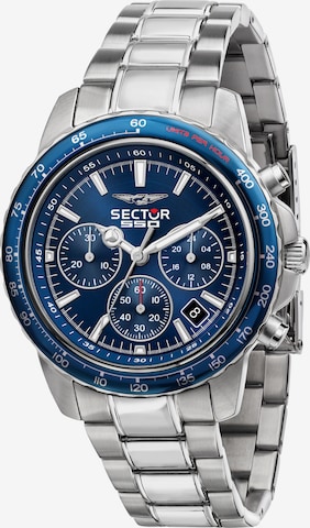 SECTOR Analoog horloge '550 VINTAGE 42MM CHR BLUE DIAL BR SS' in Zilver: voorkant