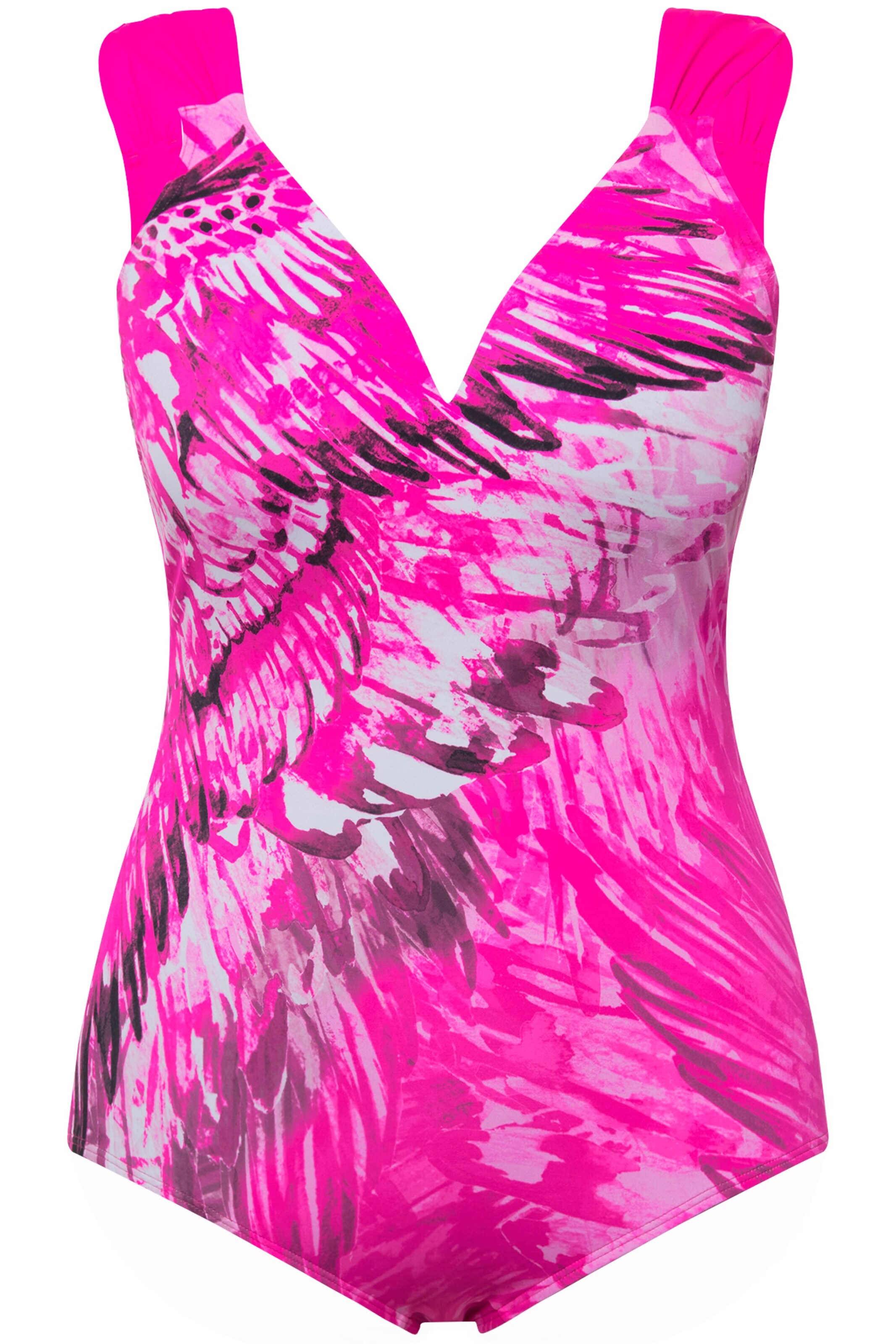 Ulla Popken Bustier Badeanzug in Pink: Vorderseite