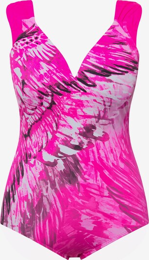 Ulla Popken Badeanzug in pink / schwarz / weiß, Produktansicht