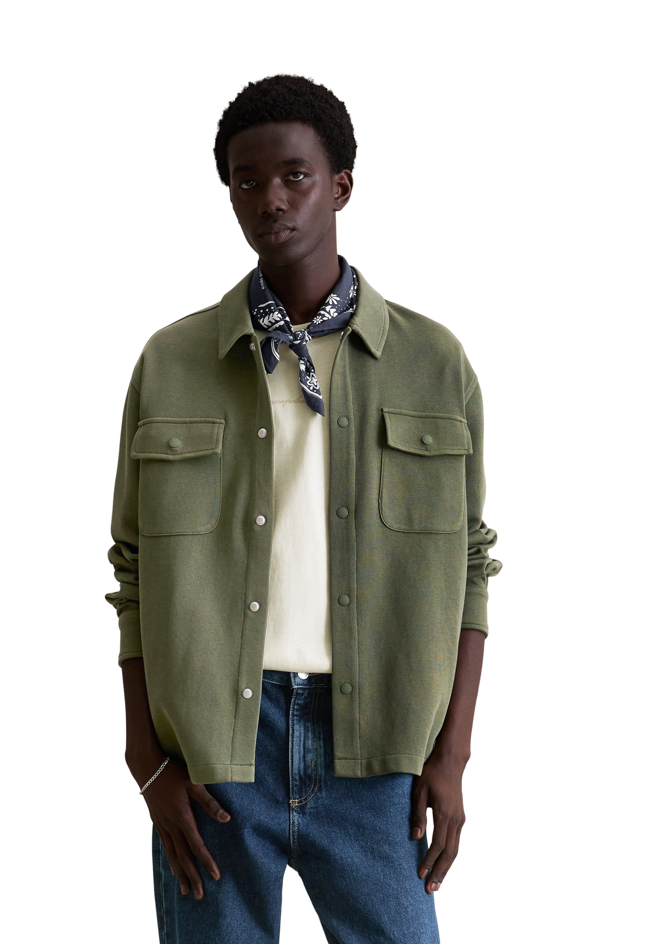 Marc O'Polo DENIM Sweatvest in Groen: voorkant